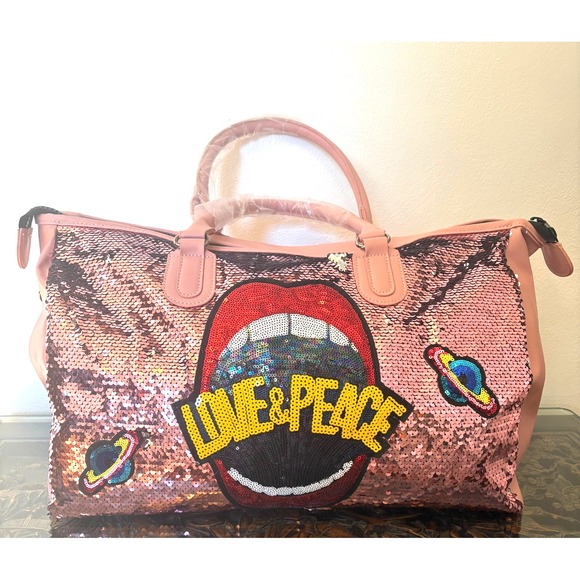 Handbags - Cosmic Expression Pink Sequins Duffle‎ Bag, by Veritythreds, New